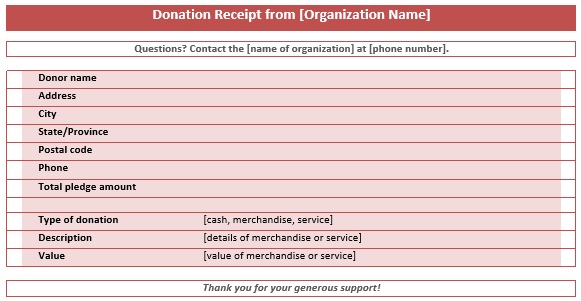 free donation receipt template 5