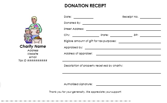 free donation receipt template 6