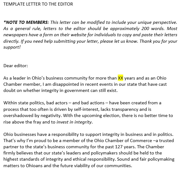 free letter to the editor template 2