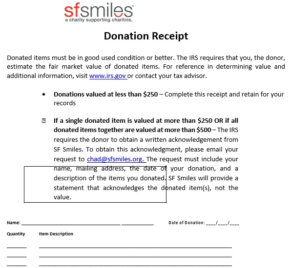 free non profit donation receipt template 1
