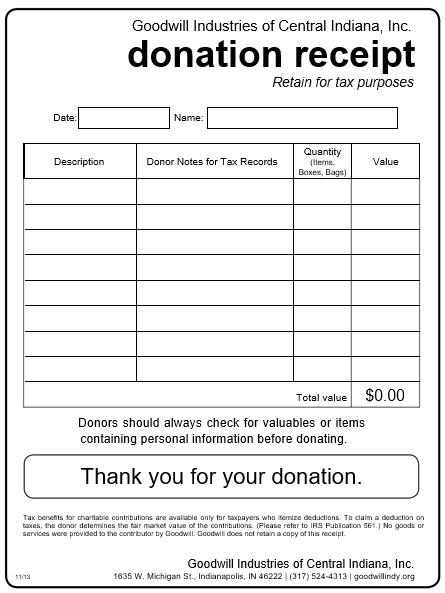 free non profit donation receipt template 5