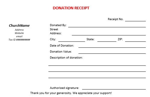 free non profit donation receipt template 8