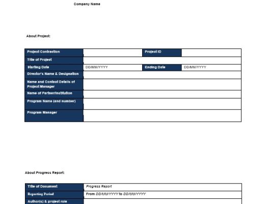 free project status report template 1