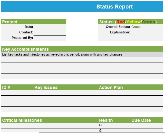 free project status report template 8