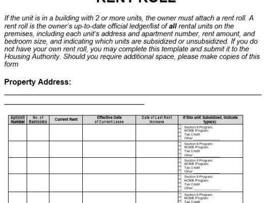 free rent roll template 8
