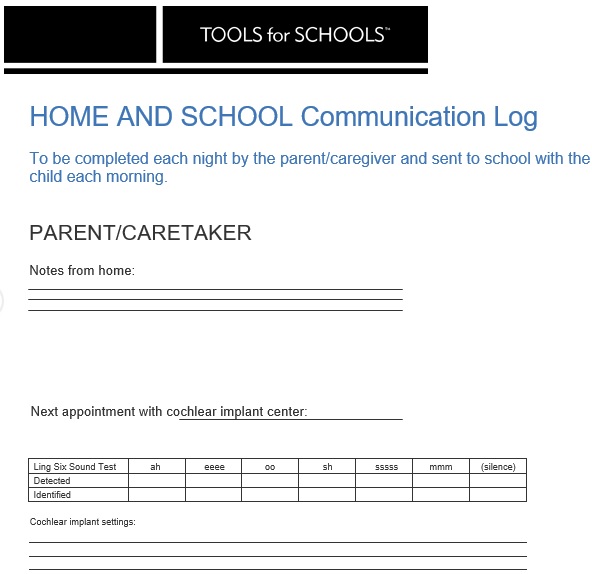 home and school communication log template
