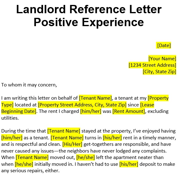 landlord reference letter