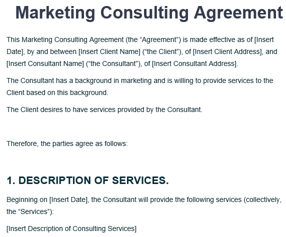marketing consulting agreement template