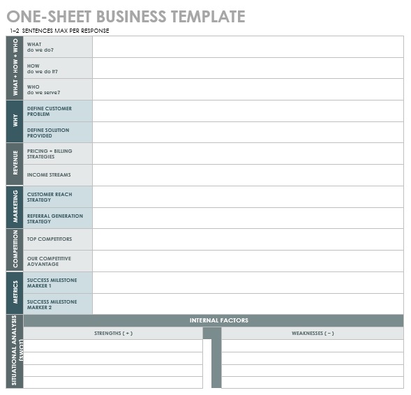 one sheet business template