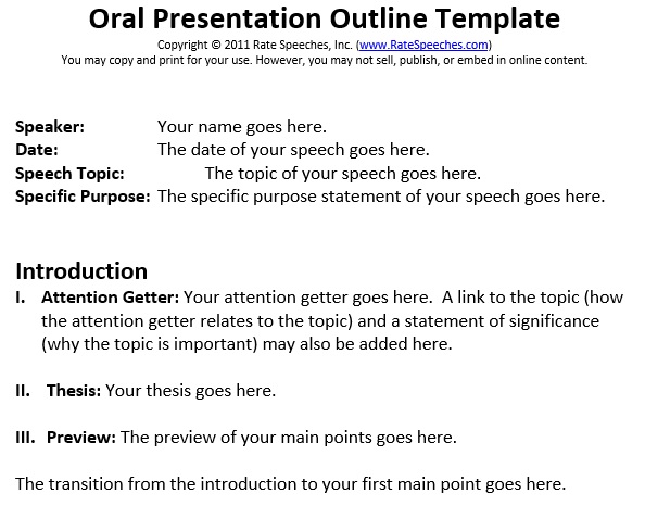 oral presentation outline example
