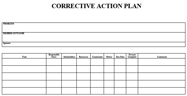 printable corrective action plan template 13