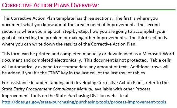 printable corrective action plan template 4