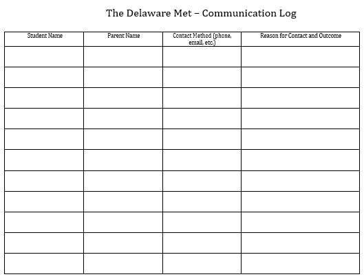 printable parent communication log template 1