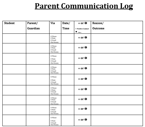 printable parent communication log template 10