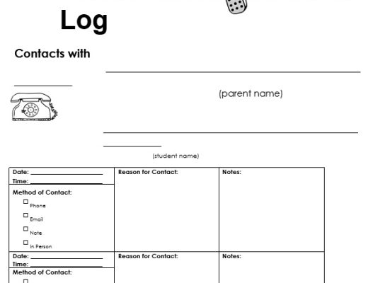 printable parent communication log template 12
