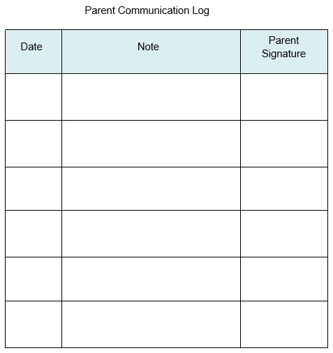 printable parent communication log template 3