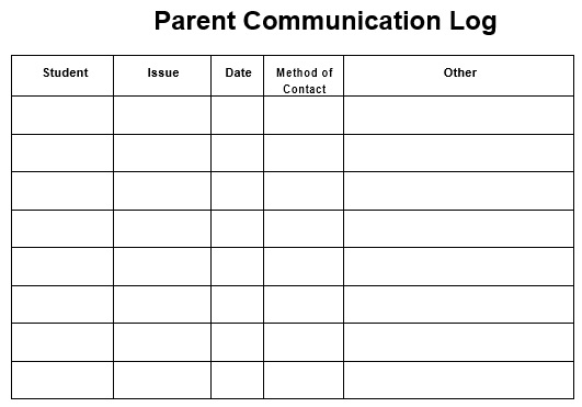 printable parent communication log template 4