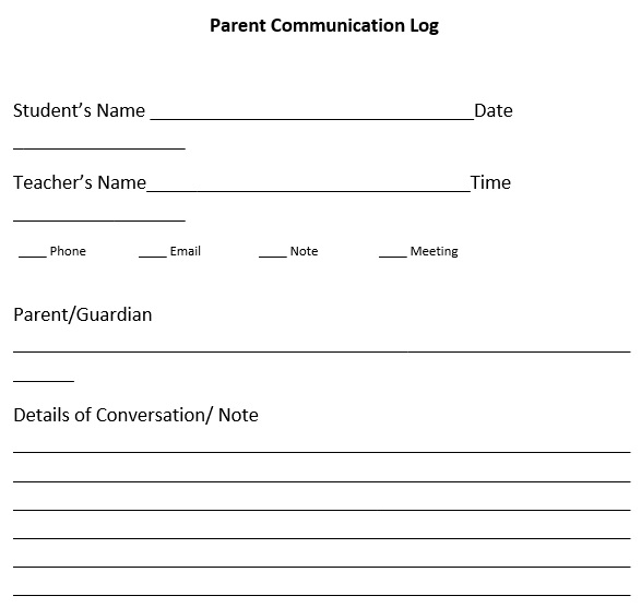 printable parent communication log template 6