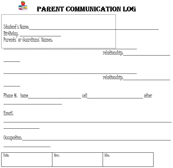 printable parent communication log template 8