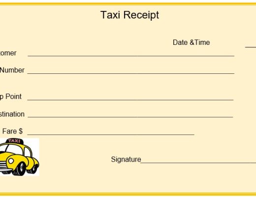 printable taxi receipt template 1