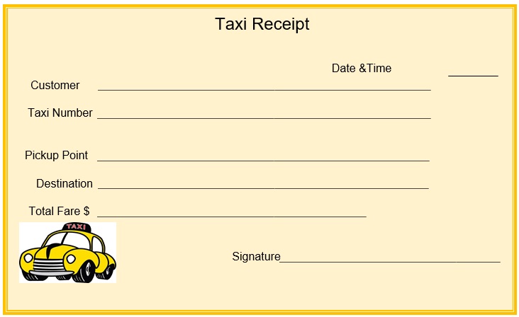 printable taxi receipt template 1