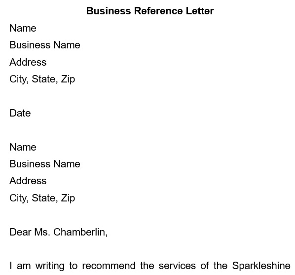 professional business reference letter template