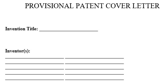 provisional patent cover letter