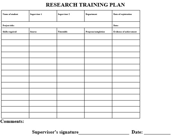 research training plan template