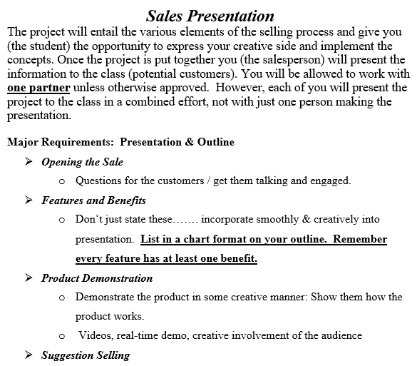 sales presentation outline template