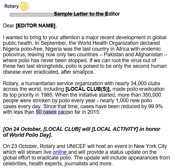 sample letter to the editor template