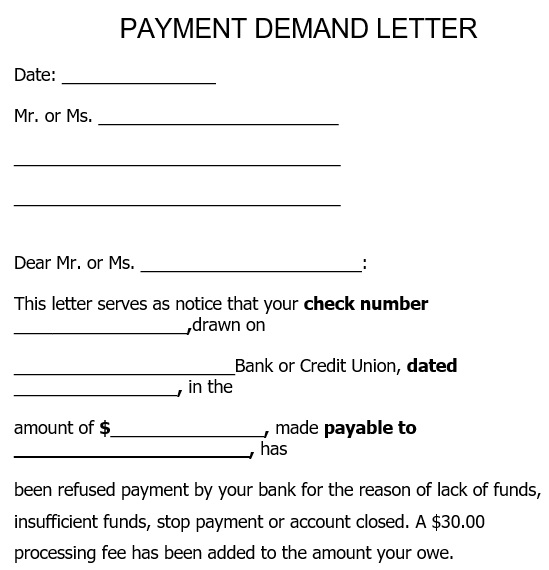 strong demand letter for payment