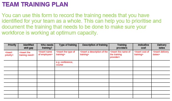 team training plan template