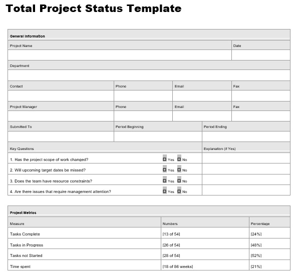 total project status template