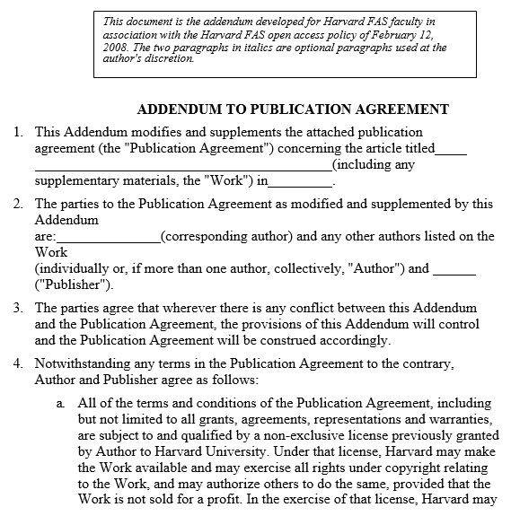 addendum to publication agreement template