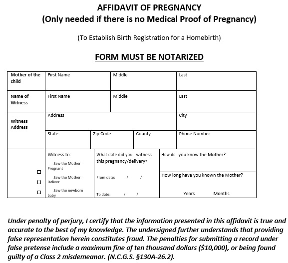 affidavit of pregnancy form
