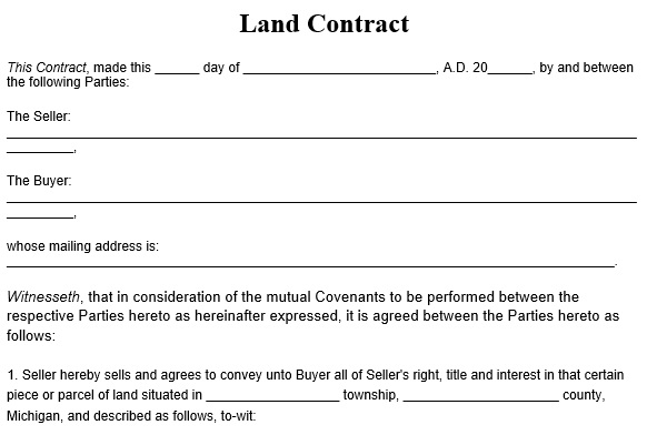 blank land contract form