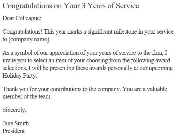 congratulations on your 3 years of service