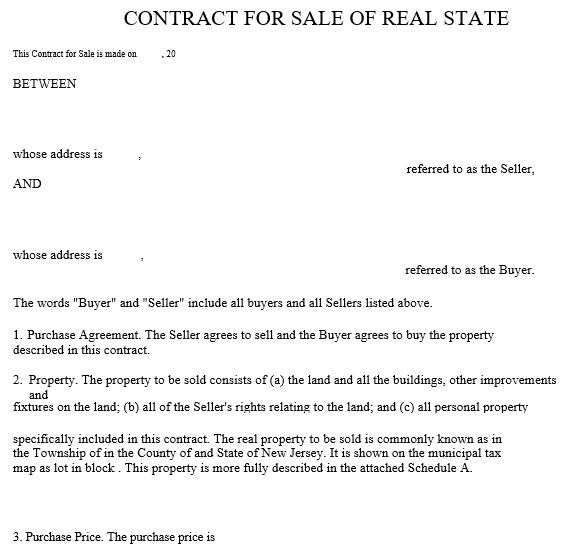 contract for sale of real estate