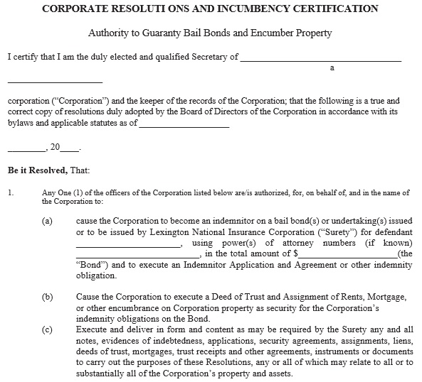 corporate resolution and incumbency certificate
