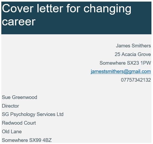 cover letter for changing career