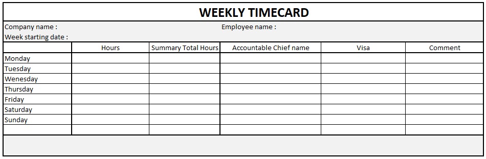 daily time card template