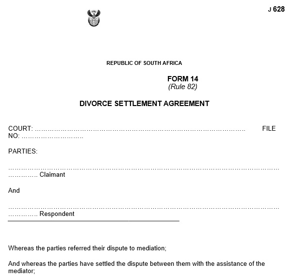 divorce settlement agreement