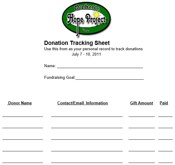 donation tracking sheet