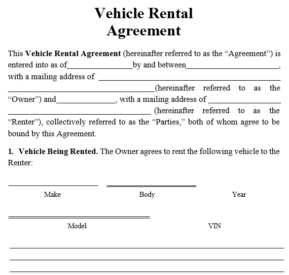 free car rental agreement template 7