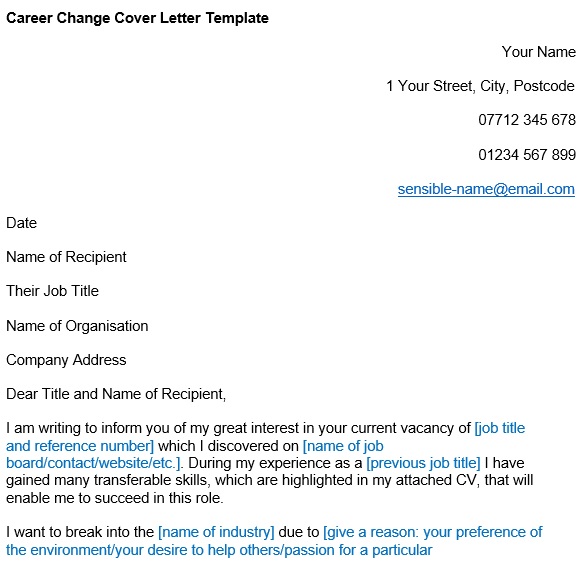 free career change cover letter 12