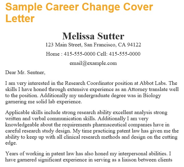 free career change cover letter 2