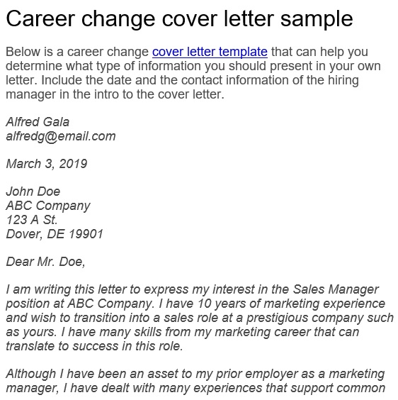 free career change cover letter 9
