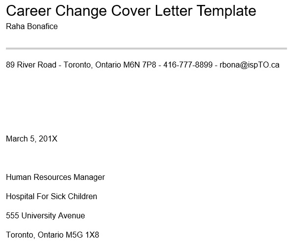 free career change cover letter template