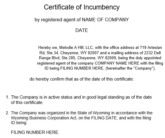 free certificate of incumbency template 1