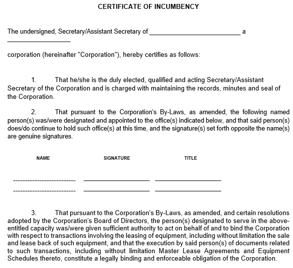 free certificate of incumbency template 15